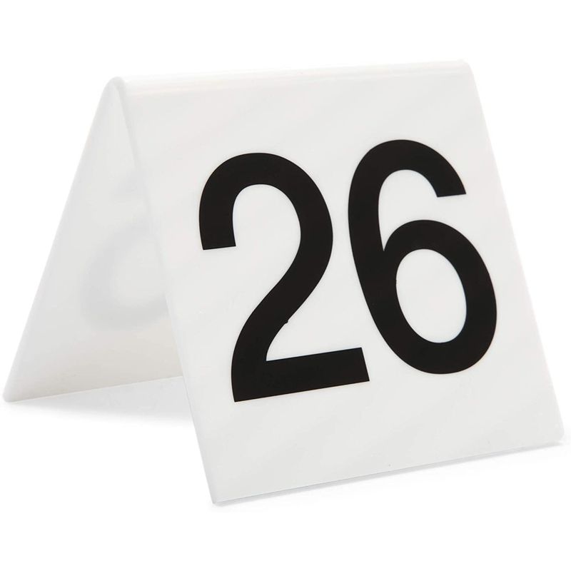 Juvale Set of 25 Acrylic Table Numbers for Wedding, Plastic Tent Cards Numbered 26-50 for Restaurants, Banquets, Receptions, 3 x 2.75 x 2.5 In, 2 of 4