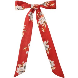Elerevyo Women's Floral Satin Square Silky Neck Scarf Neckerchief Hair Band - 1 of 4