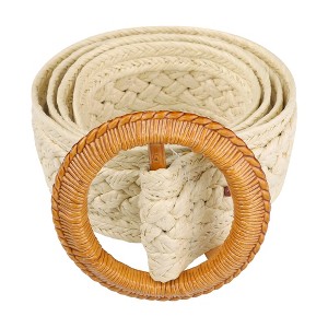 Elerevyo Women's Vintage Woven Belts Round Buckle Boho Waist Belt for Dress - 1 of 4