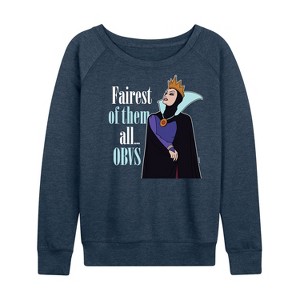 Women's - Disney Princess - Fairest of Them all Obvs Lightweight French Terry Wide Neck Long Sleeve Shirt - 1 of 4