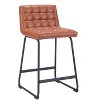 Zuo Modern – Pago Modern Counter Stools Set of 2, 35" Brown Faux Leather Seat with Durable Steel - 3 of 4