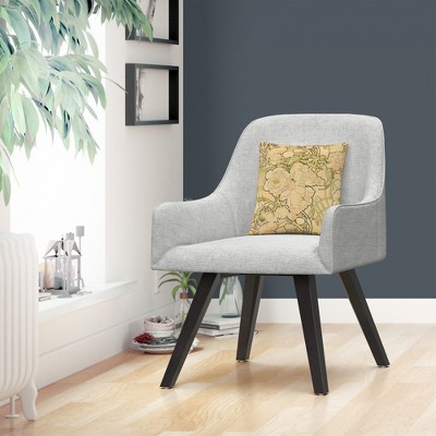 Alphonse Mucha Peonies Beige and Green Decorative Throw Pillow