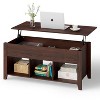Yukimo Wood Lift Top Coffee Table with Storage - Modern Rectangle Table, Iron Lifting Mechanism, Hidden Compartment + 3 Lower Open Shelves - 4 of 4