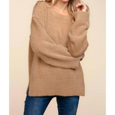Women's Fuzzy Round Neck Sweater - Haptics