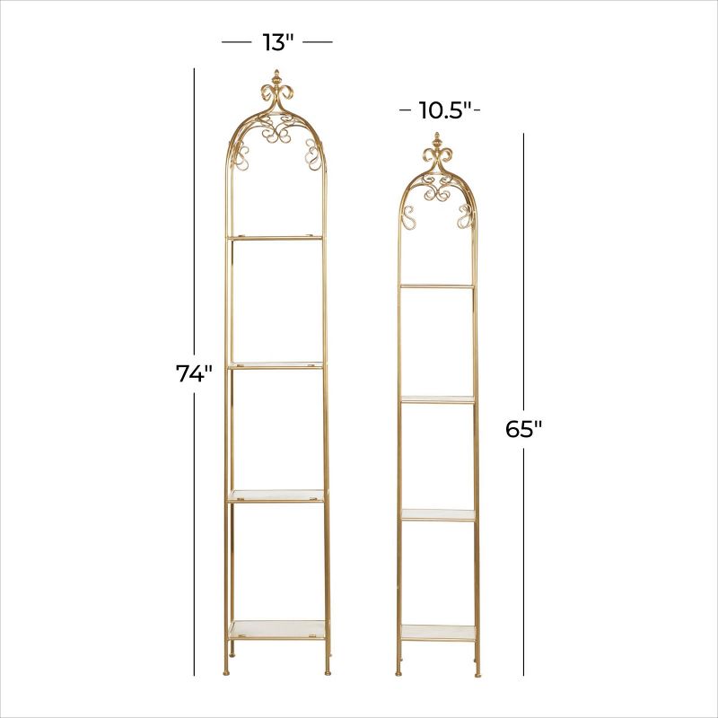 Set of 2 Contemporary Metal Shelving Unit Gold - Olivia &#38; May, 4 of 11