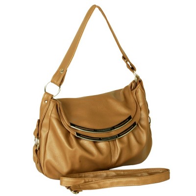 Slickblue Glamorous Faux Leather Handbag with Gold Studs, Zipper Pockets, Crossbody Strap, Fashion Accessory