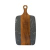 Slickblue 13.75” x 7.25” White/Black Marble & Acacia Wood Board - Reversible, Stylish Serving Board with Handles - 3 of 4