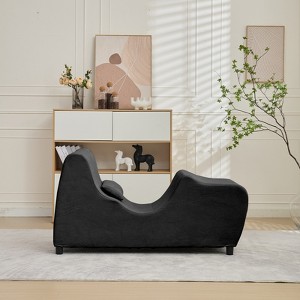 Mjkone Yoga Chair for Adults, Velvet Yoga Chaise Lounge Chair Indoor for Adult Exercise, Stretching, Relaxation,Dark Gray/Light Gray/Beige - 1 of 4