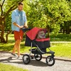 PawHut Luxury One-click Folding Pet Stroller Dog/Cat Travel Carriage with Wheels Adjustable Canopy Zippered Mesh Window Door Red and Black - 3 of 4