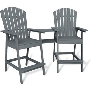 Patio Tall Adirondack Chairs Bar Chairs, Outdoor Adirondack Barstools with Connecting Tray, Bar Stool Chair with High Back for Deck, Balcony - 1 of 4