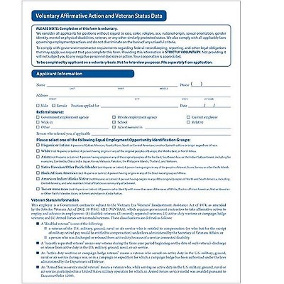 ComplyRight Voluntary Affirmative Action and Veteran Status Data Form 50/Pack A0111PK50