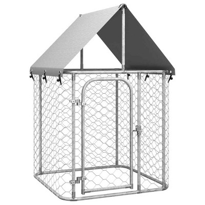 VidaXL Outdoor Dog Kennel with Roof 39.4 in.x39.4 in.x59.1 in.