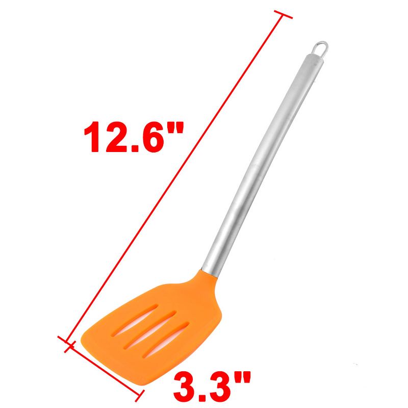 Unique Bargains Stainless Steel Handle Silicone Non-stick Heat Resistant Slotted Pancake Turner Spatula, 2 of 4