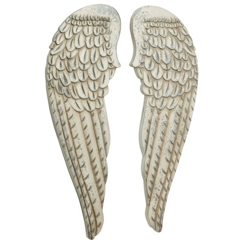 Wood Bird Carved Wings Wall Decor Set Of 2 White - Olivia & May