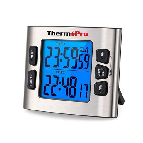 ThermoPro TM02W Digital Kitchen Timer with Adjustable Loud Alarm and Backlight LCD Big Digits/ 24 Hour Digital Timer for Kids Teachers with Dual Countdown Stop Watches Timer/Magnetic Timer Clock - image 1 of 4
