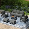 WestinTrends Montara 8-Piece Modern HDPE Outdoor Patio Furniture Conversation Set with Coffee Table and Ottomans - 2 of 4