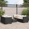vidaXL Patio Lounge Set with Cushions Sectional Sofa Garden Backyard Poly Rattan - Black and Cream, 5 Piece - 2 of 4