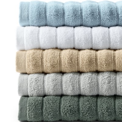 Organic White Cotton Ribbed 6-Piece Plush Towel Set