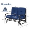 Costway 2-Person Outdoor Swing Glider Chair Bench Loveseat Cushioned Sofa Blue/Beige/Grey/Navy - 3 of 4