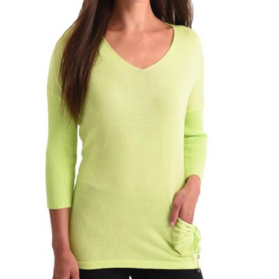 Women's Tie Pocket Detail V-Neck Top - ANGEL