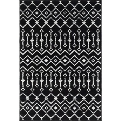 Modern Black Trellis 4x6 Synthetic Area Rug for Easy Care Living