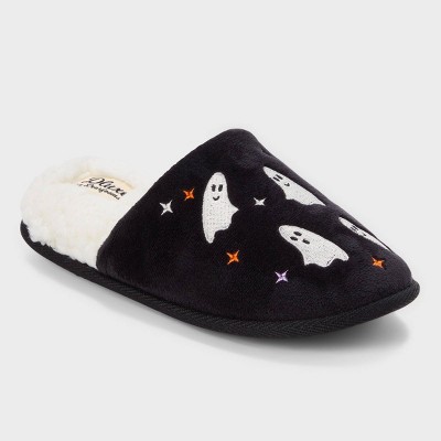 dluxe by dearfoams Women's Seasonal Scuff Ghost Slippers - Black