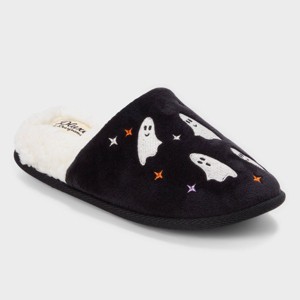 dluxe by dearfoams Women's Seasonal Scuff Ghost Slippers - Black - 1 of 4