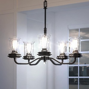Urban Ambiance Luxury French Rustic Chandelier,  21.125"H x 27.125"W,  Midnight Black Finish, UHP3781 - 1 of 4
