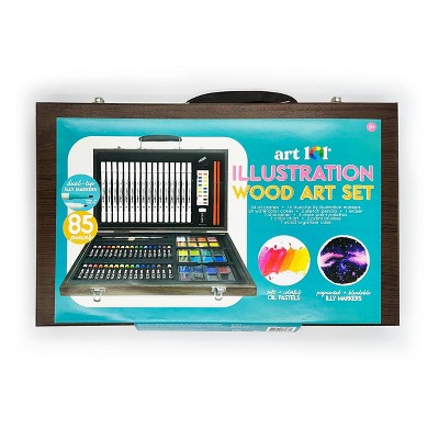 Art 101 Multimedia Illustration Wood Art Set, 85 Pieces Brown