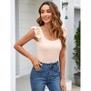 Womens Cap Sleeve BodySuits Square Neck Bodycon Basic Bodysuit Tank Tops,Apricot - S - 4 of 4