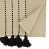 Saro Lifestyle Stripe Design Table Runner with Tassels, 16"x72", Black - 2 of 3