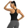 Attraco Women's Ribbed Workout Crop Tops with Built in Bra Yoga Racerback Tank Top Tight Fit - 3 of 4