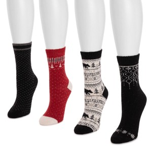 MUK LUKS Women's 4 Pack Holiday Boot Socks - 1 of 3