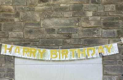 happy Birthday Party Banner White/gold - Spritz™ : Target