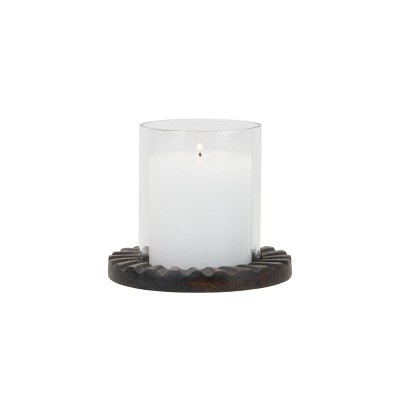 wood and glass candle holder