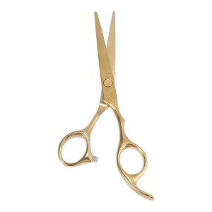 Unique Bargains Stainless Steel 5.5 Inch Straight Scissors for Long Short Thick Hard Soft Hair for Men Women Gold Tone - 1 of 4
