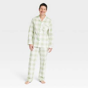Men's Spring Plaid Matching Family Pajama Set - Green