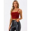 INSPIRE CHIC Women's Club Party Velvet Spaghetti Strap Crop Sequined Cami Top - 3 of 4