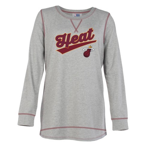 Nba Miami Heat Women's Gray Long Sleeve Team Slugger Crew Neck T-shirt - M  : Target