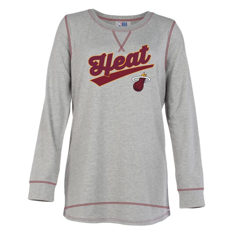 NBA Miami Heat Women&#39;s Gray Long Sleeve Team Slugger Crew Neck T-Shirt, 1 of 5