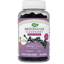 Nature's Way Sambucus Elderberry Gummies for Kids with Vitamin C and Zinc – 60ct