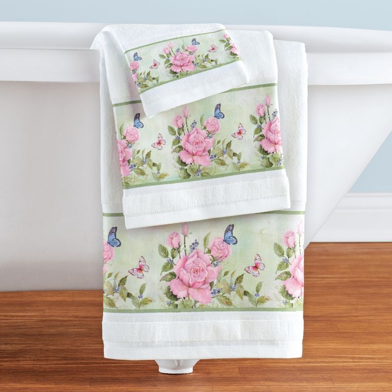 Collections Etc Colorful Butterfly Rose 3-Piece Bath Towel Set, 2 of 3