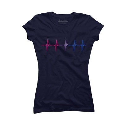 Adult Design By Humans Bisexual Pride Rainbow Heartbeat By Thingsandthings T-Shirt