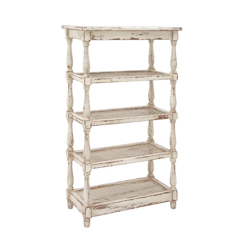 55" Metal and Wood 5 Tiered Wall Shelf White - Olivia & May, 5 of 18