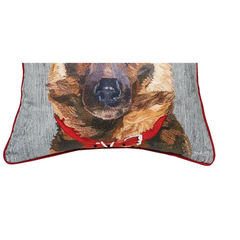 C&F Home 18" x 18" German Shepard Dog Wearing a Red Holly Flower Crown Printed & Embellished Throw Accent Decor Pillow, 3 of 5