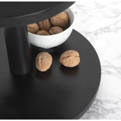 Black Mango Wood 3-Tier Modern Minimalist Tray