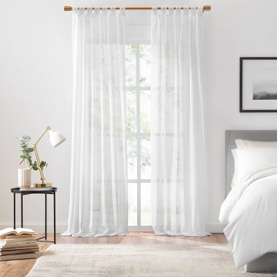 Photo 1 of 1pc 50"x84" Light Filtering Willow Striped Window Curtain Panel White - Mercantile