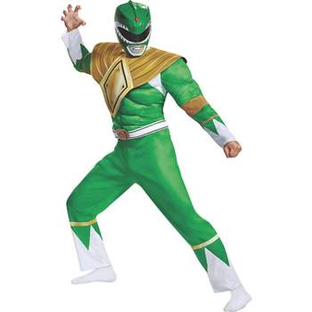 Mens Power Rangers Classic Green Ranger Muscle Costume - Large/X Large - Green
