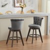 RISOKEYS 26" Counter Height Bar Stools Set - 360° Swivel Stools with Back & Hand-Tufted Button, Upholstered Velvet Counter Stools on Wood Legs - 2 of 4
