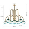 Rennnsan Briluxe 39" W 10 -Light Gradient Blue Glass Dimmable Contemporary Sputnik Chandelier in Brass - 3 of 3
